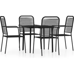 vidaXL Ensemble de salle à manger de jardin 5 pcs Noir pas cher