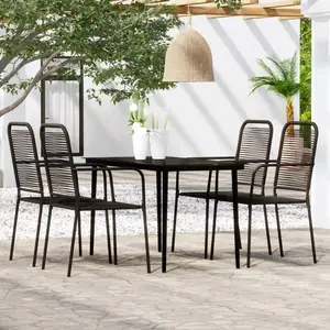 vidaXL Ensemble à manger de jardin 5 pcs Noir pas cher