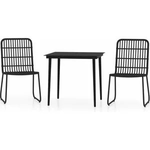 vidaXL Ensemble de salle à manger de jardin 3 pcs Noir pas cher