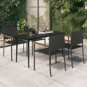 vidaXL Ensemble à manger de jardin 5 pcs Noir pas cher