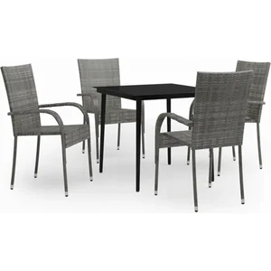 vidaXL Ensemble de salle à manger de jardin 5 pcs Gris et noir pas cher
