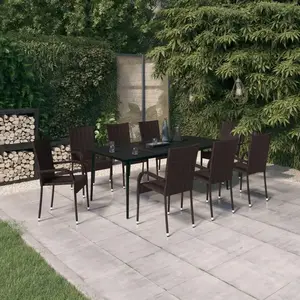 vidaXL Ensemble à manger de jardin 9 pcs Marron et noir pas cher