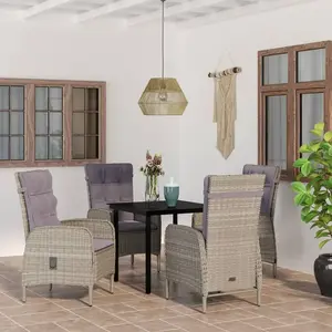 vidaXL Ensemble à manger de jardin et coussins 5pcs Gris/noir pas cher