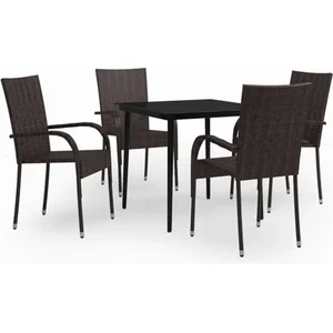 vidaXL Ensemble de salle à manger de jardin 5 pcs Marron et noir pas cher