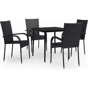 vidaXL Ensemble à manger de jardin 5 pcs Noir pas cher