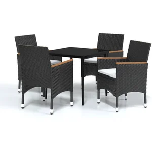 vidaXL Ensemble à manger de jardin avec coussins 5 pcs Noir pas cher
