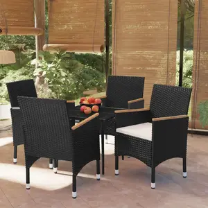 vidaXL Ensemble à manger de jardin avec coussins 5 pcs Noir pas cher