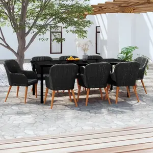 vidaXL Ensemble à manger de jardin avec coussins 9 pcs noir pas cher