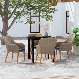vidaXL Ensemble à manger de jardin et coussins 5 pcs Marron pas cher