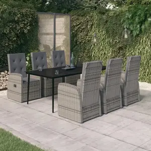 vidaXL Ensemble à manger de jardin avec coussins 7 pcs Gris pas cher