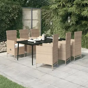 vidaXL Ensemble à manger de jardin avec coussins 7 pcs Beige pas cher