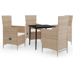 vidaXL Ensemble de salle à manger de jardin avec coussins 5 pcs Beige pas cher