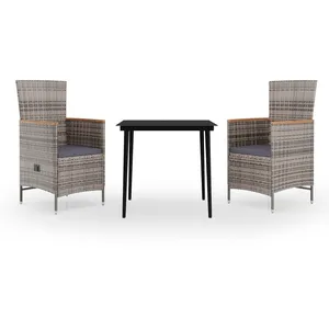 vidaXL Ensemble de salle à manger de jardin avec coussins 3 pcs Gris pas cher