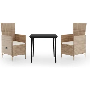 vidaXL Ensemble de salle à manger de jardin avec coussins 3 pcs Beige pas cher