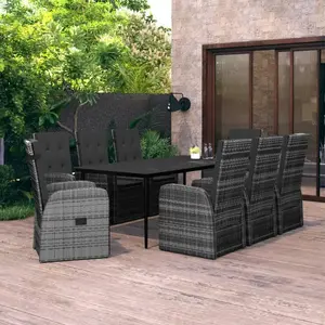 vidaXL Ensemble à manger de jardin avec coussins 9 pcs Gris pas cher
