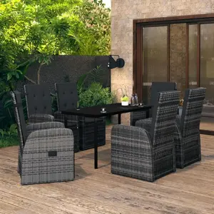 vidaXL Ensemble à manger de jardin avec coussins 7 pcs Gris pas cher