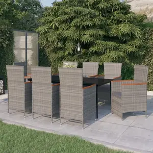vidaXL Ensemble à manger de jardin avec coussins 9 pcs Gris pas cher