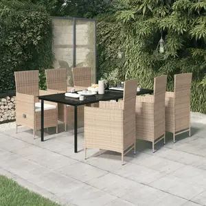 vidaXL Ensemble à manger de jardin avec coussins 7 pcs Beige pas cher