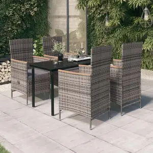 vidaXL Ensemble à manger de jardin avec coussins 5 pcs Gris pas cher