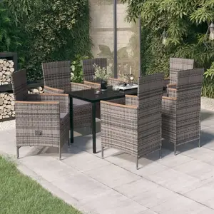 vidaXL Ensemble à manger de jardin avec coussins 7 pcs Gris pas cher
