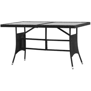 vidaXL Table de jardin Noir 140x80x74 cm Résine tressée pas cher