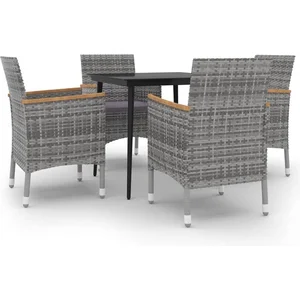 vidaXL Ensemble à dîner de jardin coussins 5 pcs Résine tressée Verre pas cher