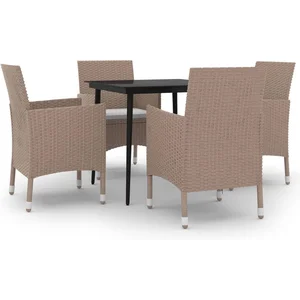vidaXL Ensemble à manger de jardin coussins 5 pcs Résine tressée Verre pas cher