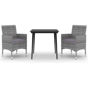vidaXL Ensemble à dîner de jardin coussins 3 pcs Résine tressée Verre pas cher