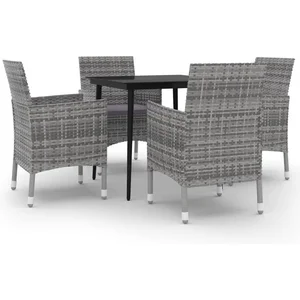 vidaXL Ensemble à dîner de jardin coussins 5 pcs Résine tressée Verre pas cher