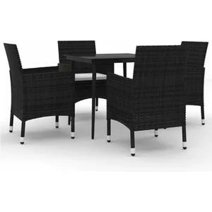 Comparateur de prix : vidaXL Mobilier à dîner de jardin coussins 5 pcs Résine tressée Verre