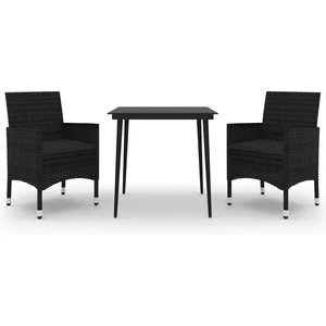 vidaXL Mobilier à dîner de jardin coussins 3 pcs Résine tressée Verre pas cher
