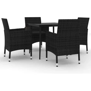 vidaXL Mobilier à dîner de jardin coussins 5 pcs Résine tressée Verre pas cher