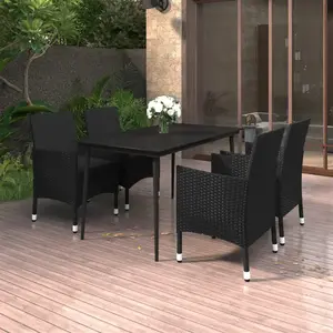 vidaXL Ensemble à manger de jardin coussins 5 pcs Résine tressée Verre pas cher
