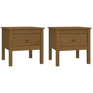 vidaXL Tables d'appoint 2pcs Marron miel 50x50x49cm Bois massif de pin pas cher