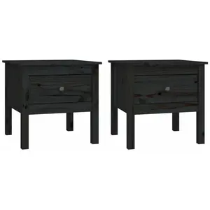vidaXL Tables d'appoint 2 pcs Noir 50x50x49 cm Bois massif de pin