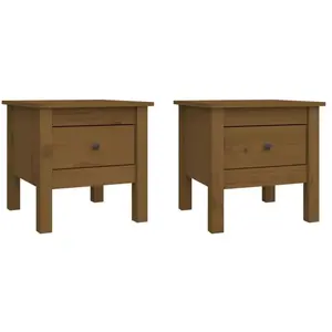 Comparateur de prix : vidaXL Tables d'appoint 2pcs Marron miel 40x40x39cm Bois massif de pin