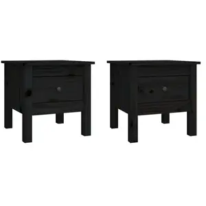 Comparateur de prix : vidaXL Tables d'appoint 2 pcs Noir 40x40x39 cm Bois massif de pin