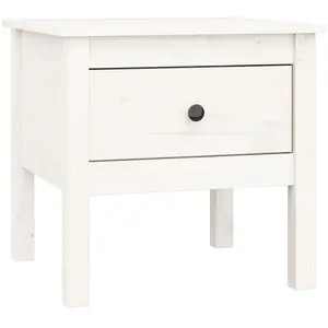 vidaXL Table d'appoint Blanc 50x50x49 cm Bois massif de pin pas cher