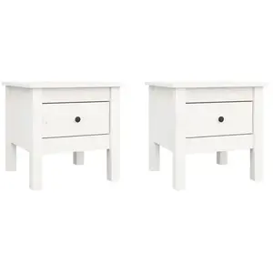 Comparateur de prix : vidaXL Tables d'appoint 2 pcs Blanc 40x40x39 cm Bois massif de pin