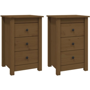 Comparateur de prix : vidaXL Tables de chevet 2 pcs Marron miel 40x35x61,5 cm Pin solide
