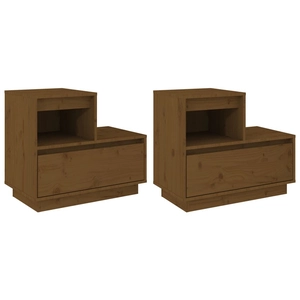 vidaXL Tables de chevet 2pcs Marron miel 60x34x51cm Bois de pin solide pas cher