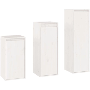 vidaXL Meubles TV 3 pcs Blanc Bois massif de pin pas cher