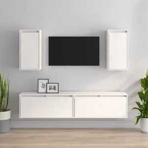vidaXL Meubles TV 4 pcs Blanc Bois massif de pin pas cher