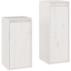 vidaXL Meubles TV 2 pcs Blanc Bois massif de pin pas cher