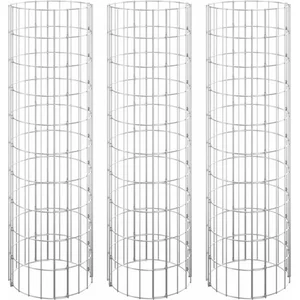 vidaXL Lit surélevé à gabion circulaire 3pcs Acier galvanisé Ø30x100cm pas cher