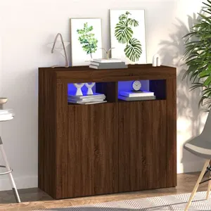vidaXL Buffet avec lumières LED chêne marron 80x35x75 cm