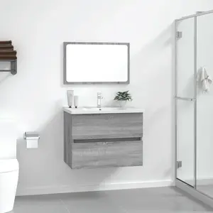 Comparateur de prix : vidaXL Vidaxl Ensemble De Meubles De Salle De Bain 2 Pcs Sonoma Gris Bois