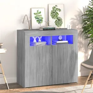 vidaXL Buffet avec lumières LED sonoma gris 80x35x75 cm pas cher