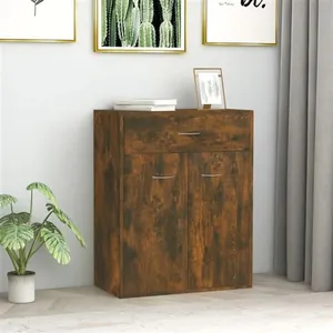 Comparateur de prix : vidaXL Buffet Chêne fumé 60x30x75 cm Bois d'ingénierie