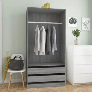 vidaXL Garde-robe Sonoma gris 100x50x200 cm Bois d'ingénierie pas cher